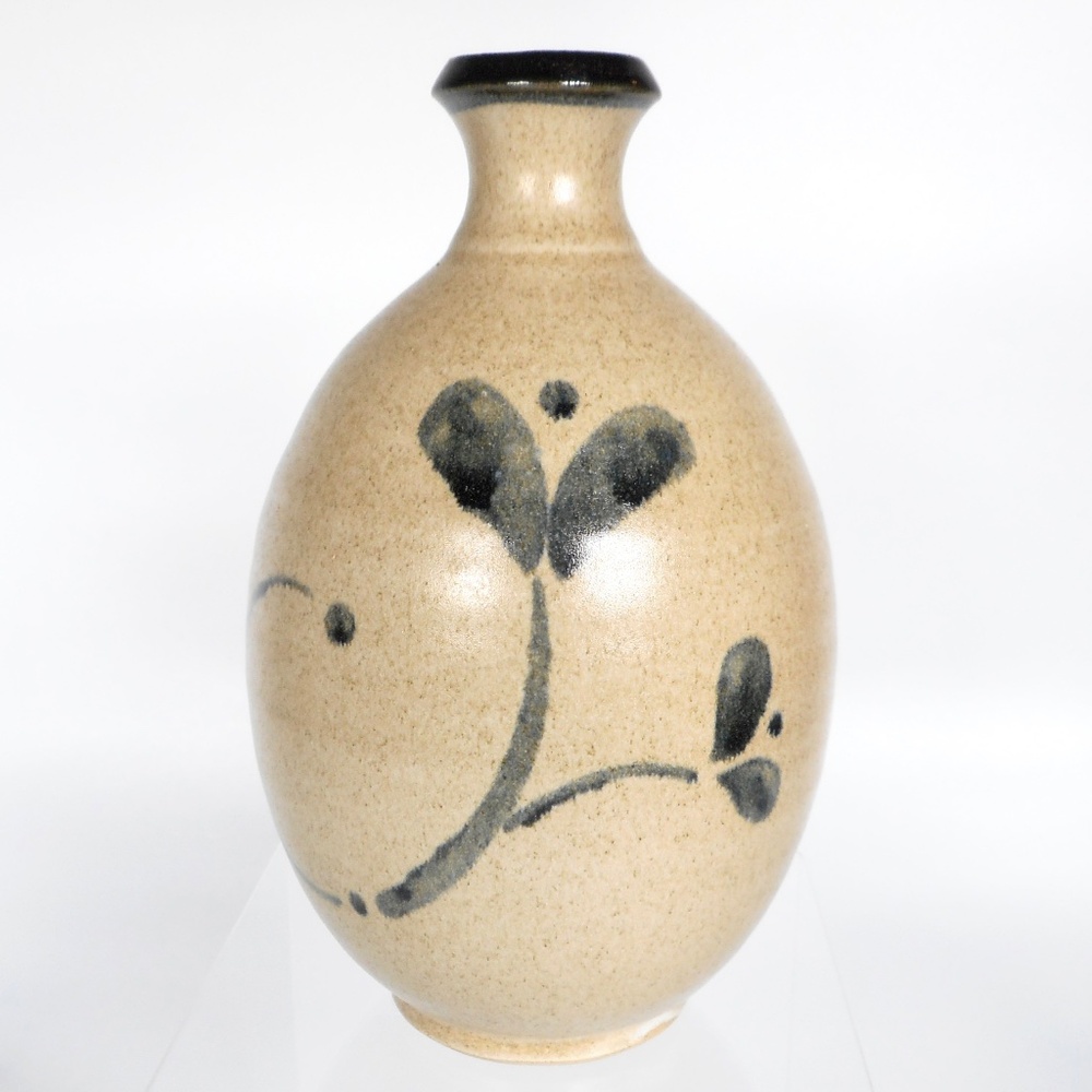 Tony Ledtje Studio Art Pottery SIGNED Vase VTG 70s Stoneware Tan Handmade Iowa